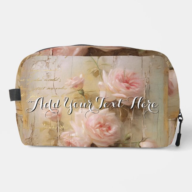 Personalize Romantic Roses Cosmetic Toiletry Bag (Front)