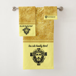 Personalize Romantic Spirituality Jesus Gold Foil  Bath Towel Set