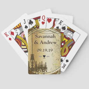 Personalize Romantic Vintage Chandelier Gold Plate Playing Cards