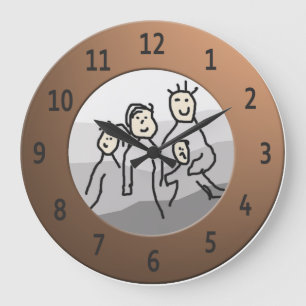 Personalize Round Brass Framed Photo Large Clock