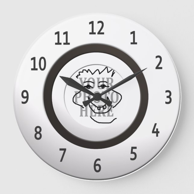Personalize Round White Framed Photo Large Clock (Front)