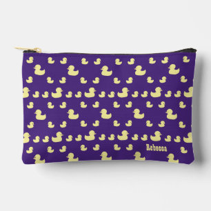 Personalize Rubber Duck Pattern Purple Zipper Accessory Pouch