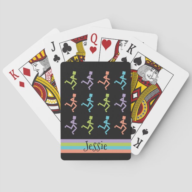Personalize Runners Running Add Text Playing Cards (Back)
