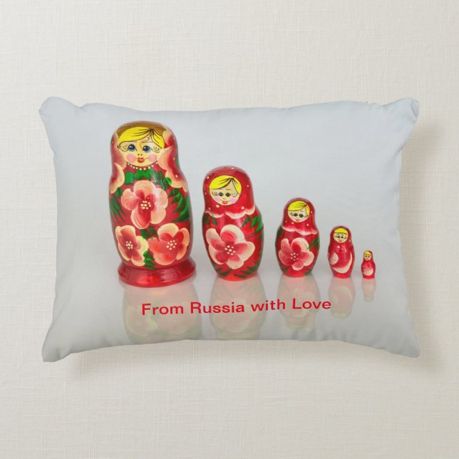 Personalize Russian Matryoshka  stacking dolls Accent Pillow (Front)