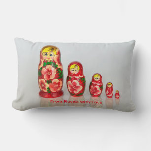 Personalize Russian Matryoshka stacking dolls Lumbar Pillow