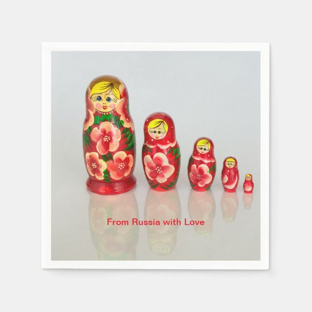 Personalize Russian Matryoshka  stacking dolls Napkin (Front)