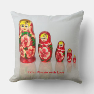 Personalize Russian Matryoshka  stacking dolls Throw Pillow