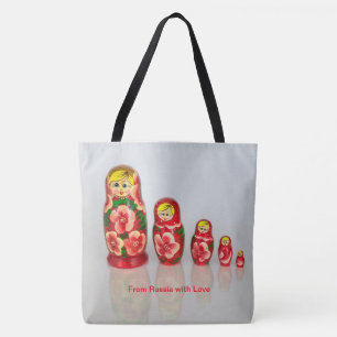 Personalize Russian Matryoshka stacking dolls Tote Bag