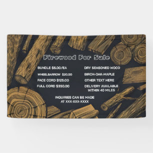 Personalize Rustic Firewood For Sale Bundle Cord Banner