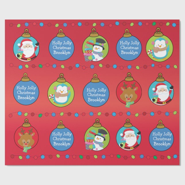 Personalize Santa and Friends Wrapping Paper (Flat)