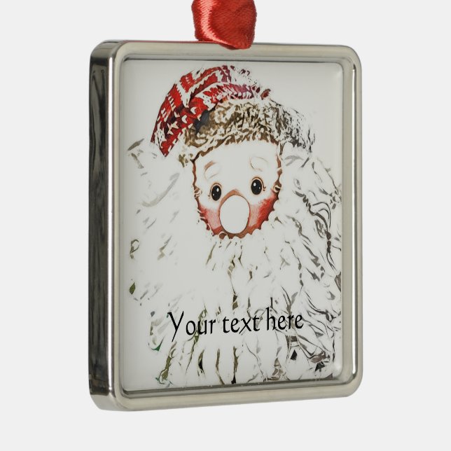 Personalize Santa Art Ceramic Ornament (Right)