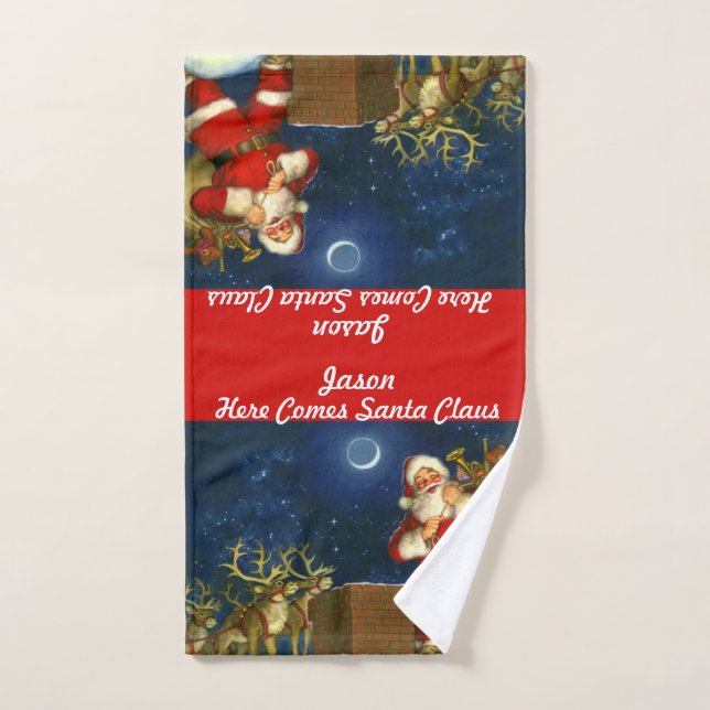 Personalize  Santa Christmas Hand Towel YOUR NAME (Hand Towel)