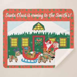 Personalize "Santa Claus is Coming" Blanket/Medium Sherpa Blanket