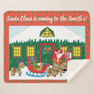 Personalize Santa Claus of Colour Sherpa Blanket
