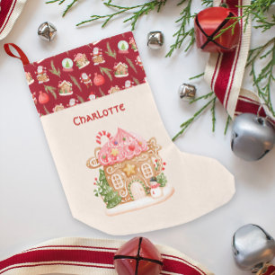 Personalize Santa Gingerbread House Holiday Small Christmas Stocking