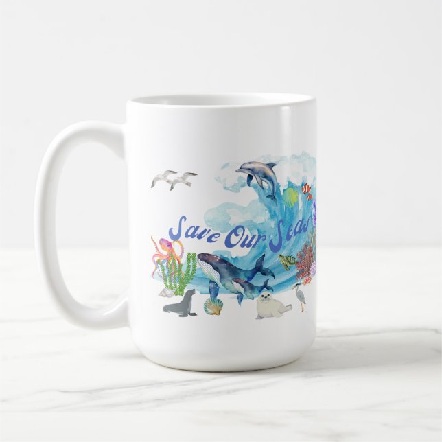 Personalize Save Our Seas Coffee Mug (Left)