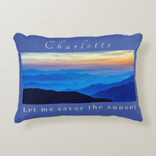Personalize Savour the Sunset on Blue Background   Accent Pillow