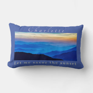 Personalize Savour the Sunset on Blue Background  Lumbar Pillow