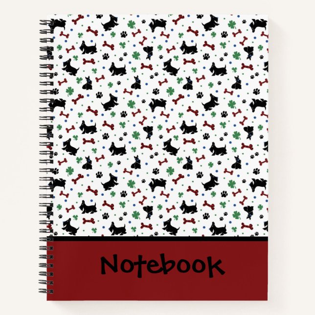 Personalize Scottie Shamrocks Colourful Lucky Big Notebook (Front)