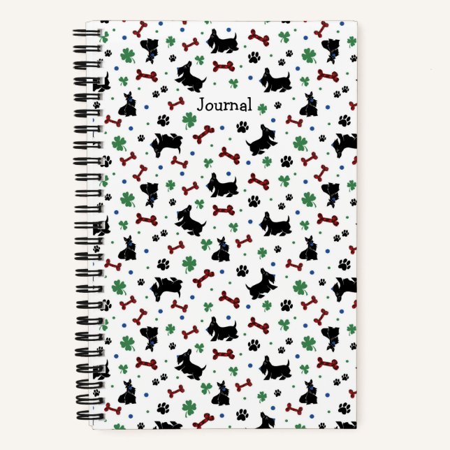 Personalize Scottie Shamrocks Fun Colourful Small Notebook (Front)
