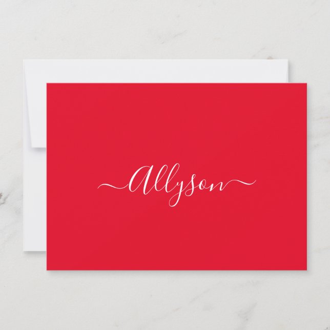 Personalize Script Name & Message, Red Holiday Card (Front)