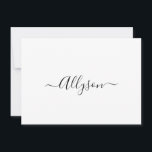 Personalize Script Name & Message, White Holiday Card<br><div class="desc">Personalize your Name In Black Script Text and message (or leave blank) on white background. Click “Customize” to change colours and type styles.</div>