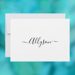 Personalize Script Name & Message, White Holiday Card<br><div class="desc">Personalize your Name In Black Script Text and message (or leave blank) on white background. Click “Customize” to change colours and type styles.</div>