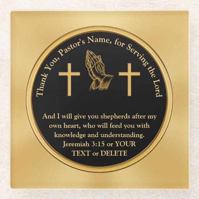 Personalize Scripture Ordination Gifts for Pastors Glass Coaster (Front)