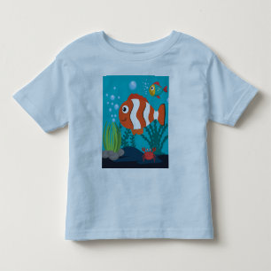 Personalize Sea-Life Pattern Fish Crab Seaweed Toddler T-shirt