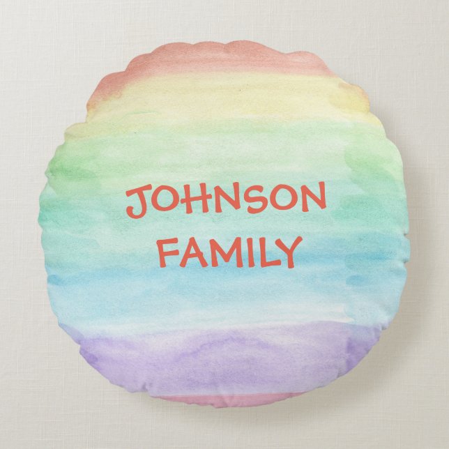 Personalize Seamless Watercolor Pattern Round Pillow (Front)