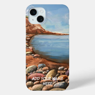PERSONALIZE SERENE OCEANVIEW /Earth Tones PAINTING iPhone 15 Mini Case