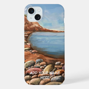 PERSONALIZE SERENE OCEANVIEW /Earth Tones PAINTING iPhone 15 Plus Case