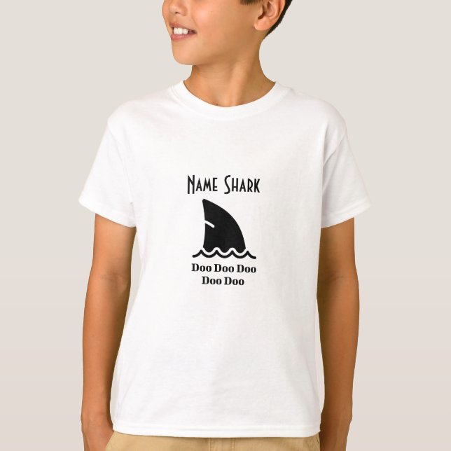Personalize Shark Name Doo Doo Doo Trendy Fun T-Shirt (Front)