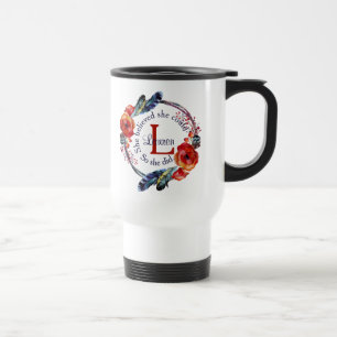 Personalize She Believed She Could Monogram Floral Travel Mug