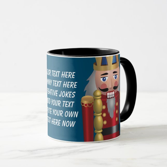 Personalize shiny nutcracker Vibrant Blue Red Pink Mug (Front Right)