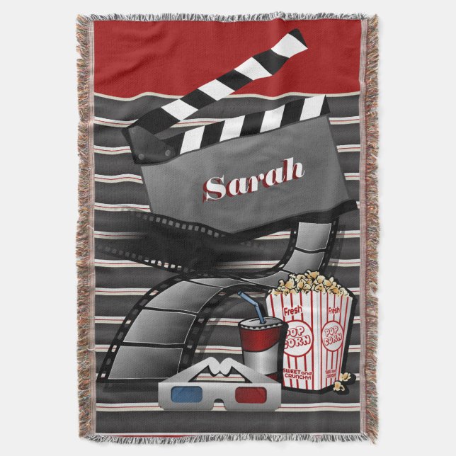 Personalize Show Time Movie Pictures Throw Blanket (Front Vertical)