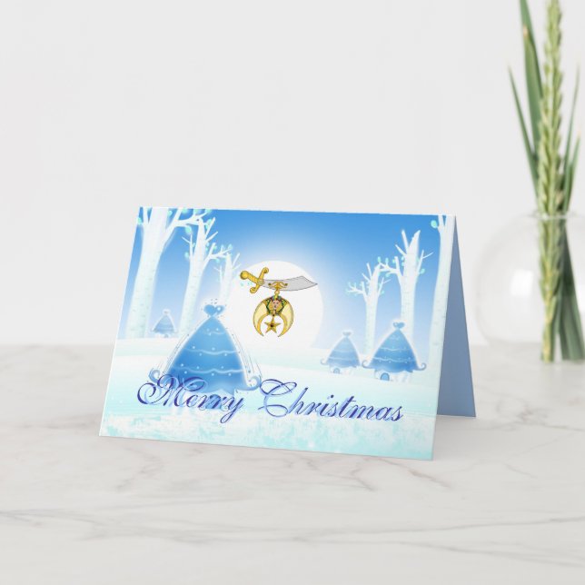 Personalize Shriner Emblem Christmas Greetings Holiday Card (Front)