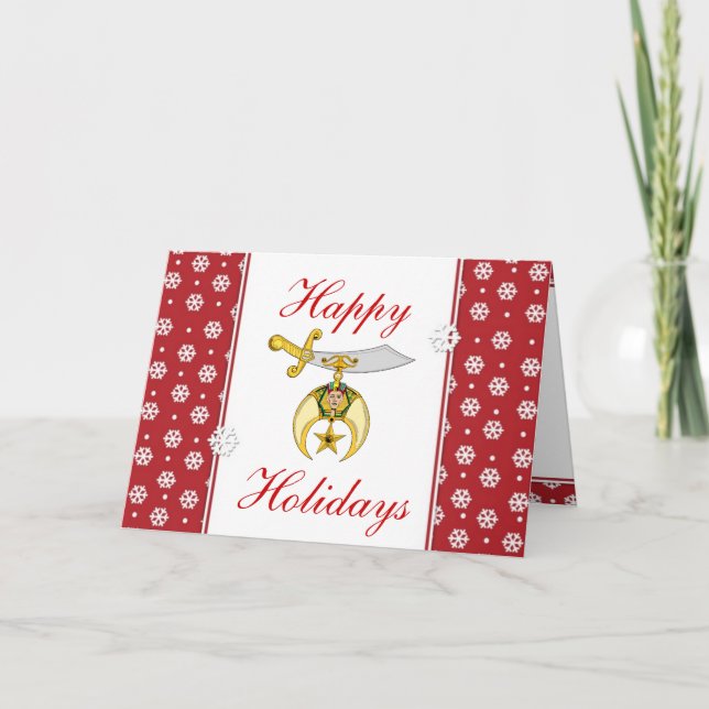 Personalize Shriner Emblem Christmas Greetings Holiday Card (Front)