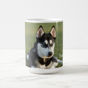 Personalize Siberian Husky puppy portrait Coffee Mug