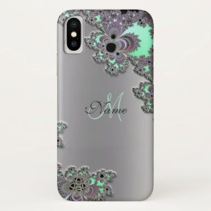 Personalize Silver Metallic Fractal iPhone X Case