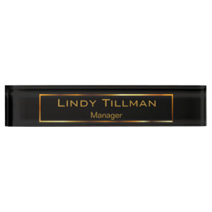 Personalize, Simple Black & Gold Nameplate