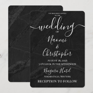 Personalize: Simple Black Marble Texture Wedding Invitation