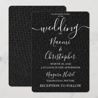 Personalize: Simple Black Net Texture Wedding Invitation