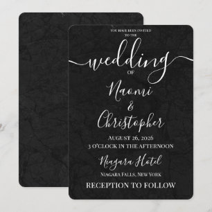 Personalize: Simple Black Stone Texture Wedding Invitation
