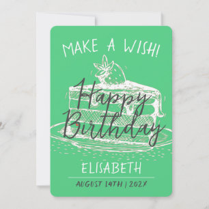 Personalize Simple Sweet Cake Make A Wish Birthday Card