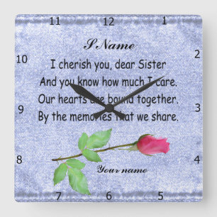PERSONALIZE SISTER SQUARE WALL CLOCK