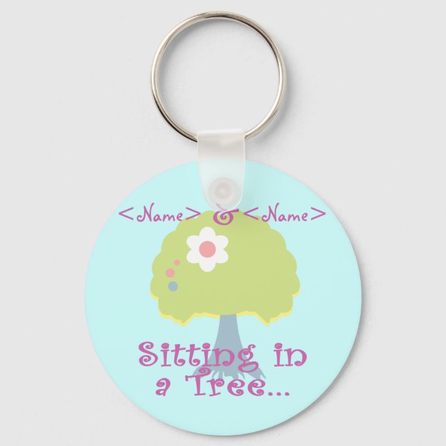 Personalize Sitting in a Tree, <Name>, <Name> Keychain (Front)