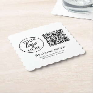 Personalize Small Business Brand Logo Scan Paper Coaster