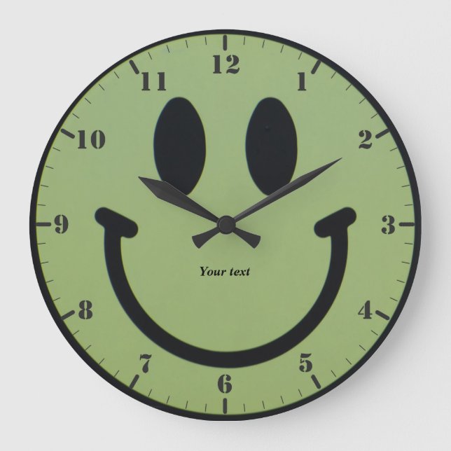 Personalize Smile Happy Face  Large Clock (Front)