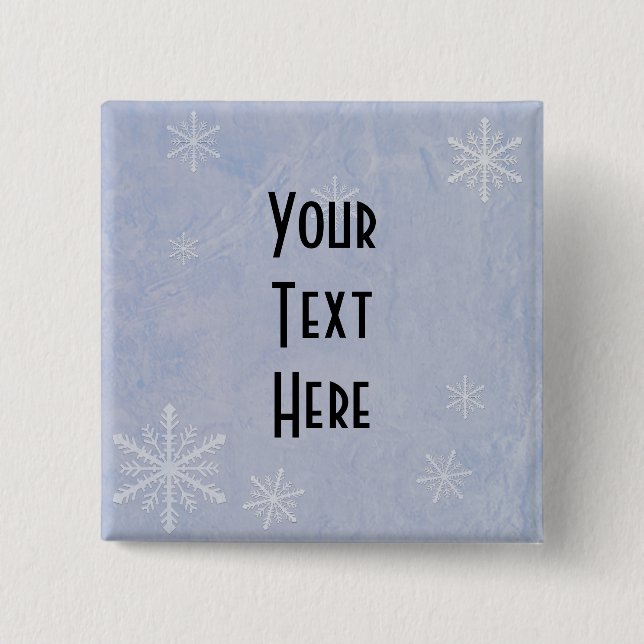 PERSONALIZE Snowflake Paper 3 - Original Blue 2 Inch Square Button (Front)